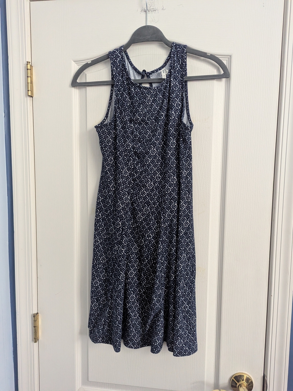 Mudd Navy and White Sleeveless Printed Swing Dress
